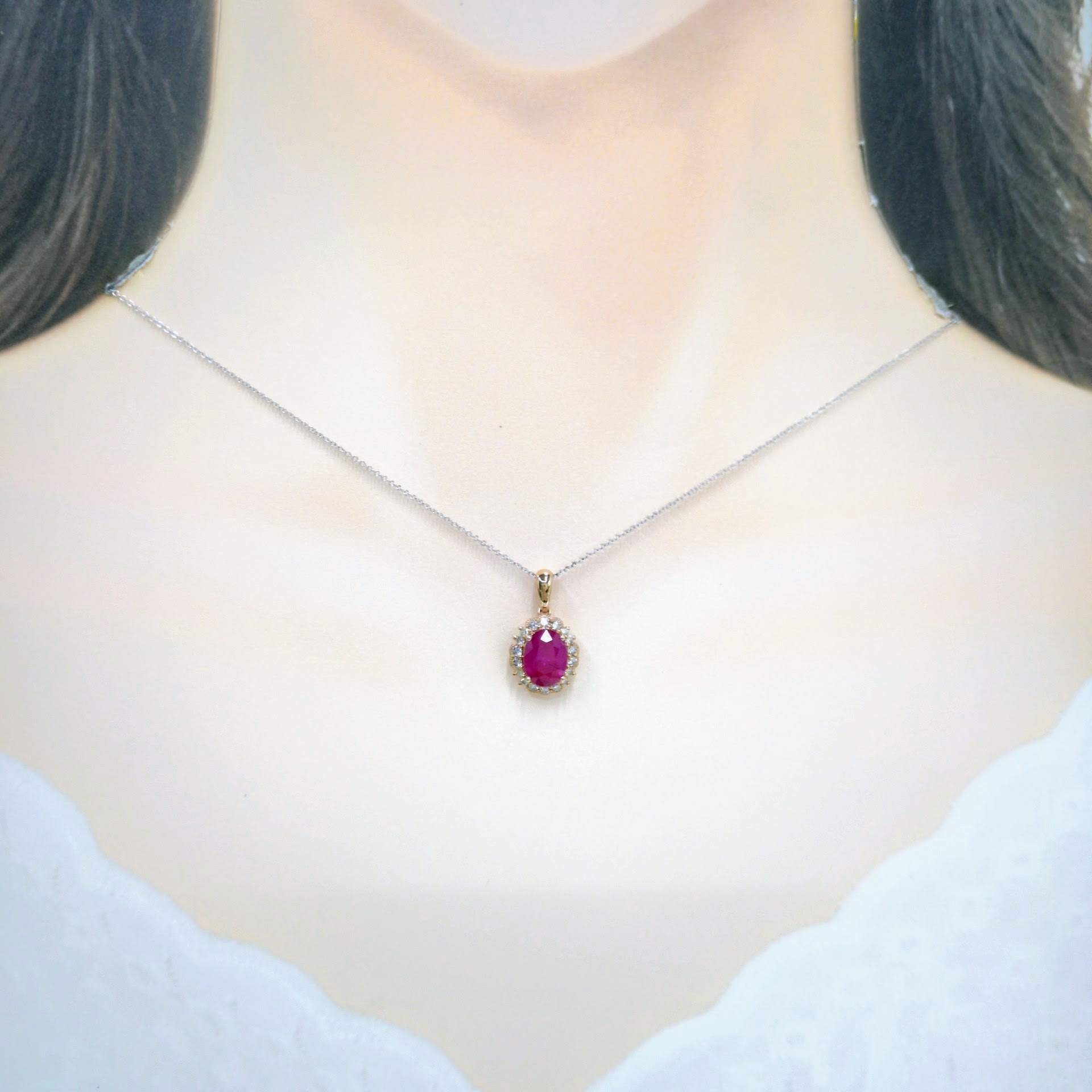 18K Rose Gold 1.86ct Ruby and Diamond Pendant