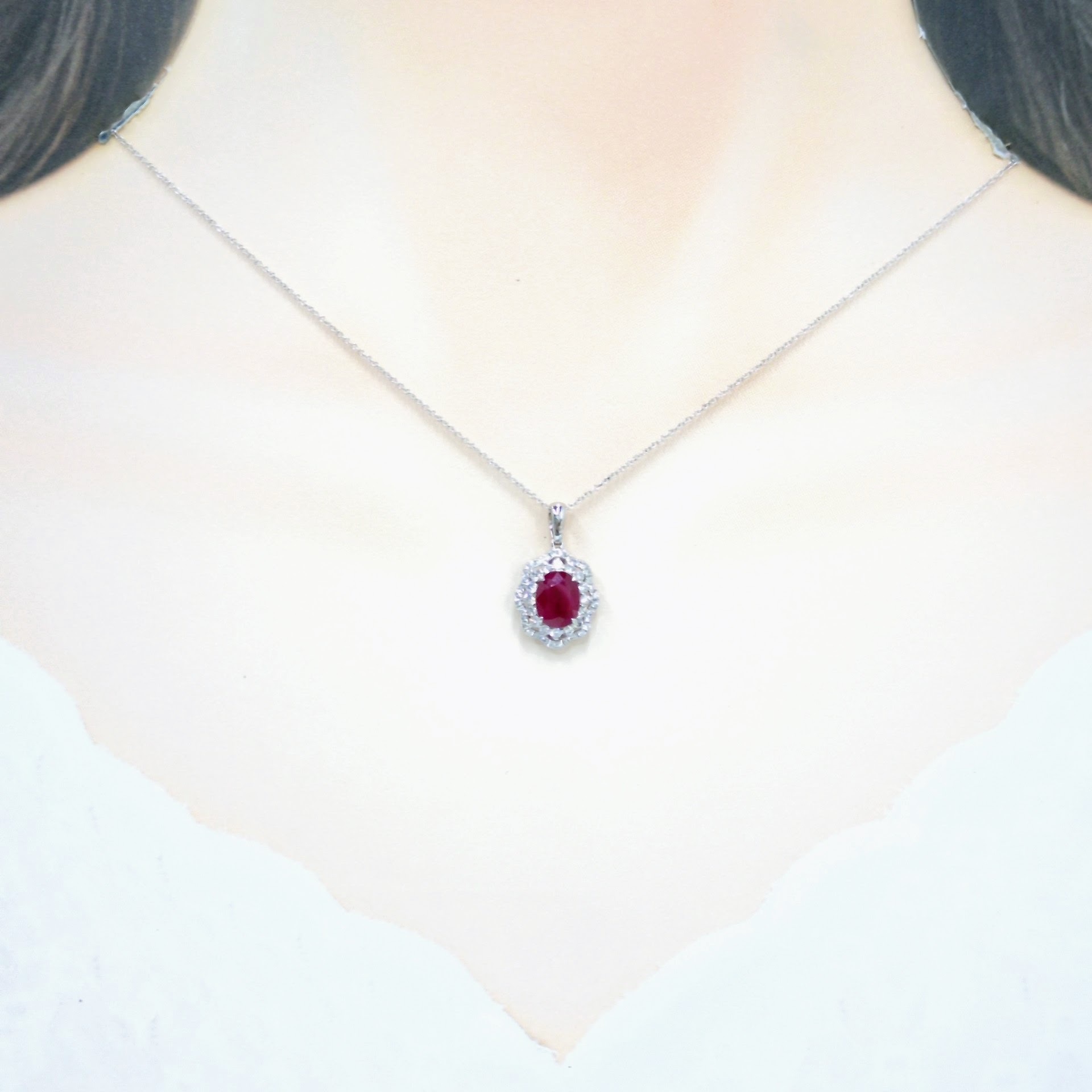 18K White Gold 2.02ct Ruby and Diamond Pendant
