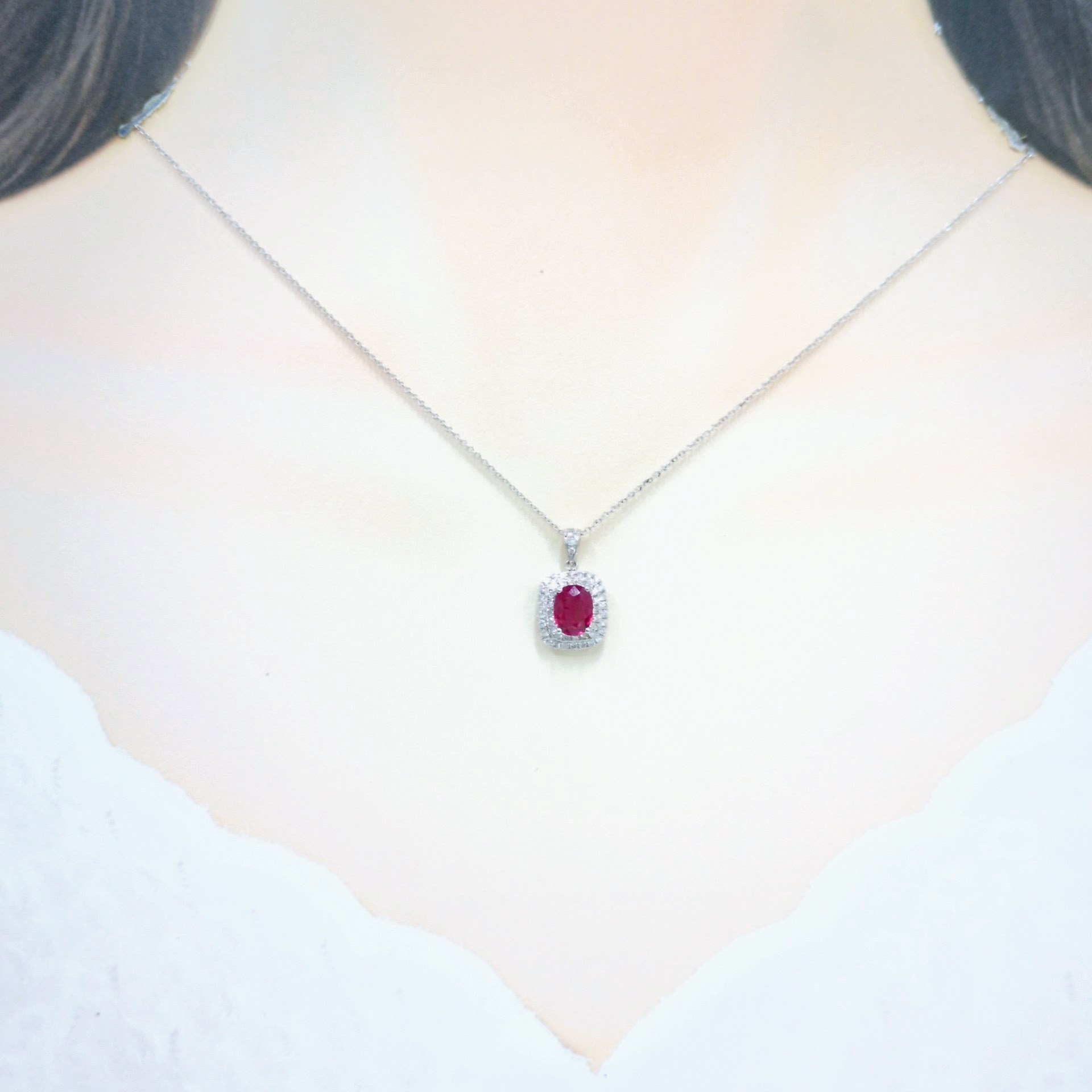18K White Gold 1.06ct Ruby and Diamond Pendant