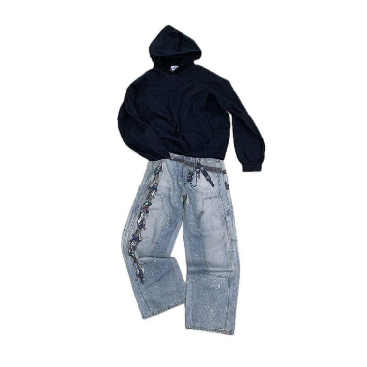 GRAILZ » KEY CHAIN ILLUSION DENIM PANTS [BLUE]
