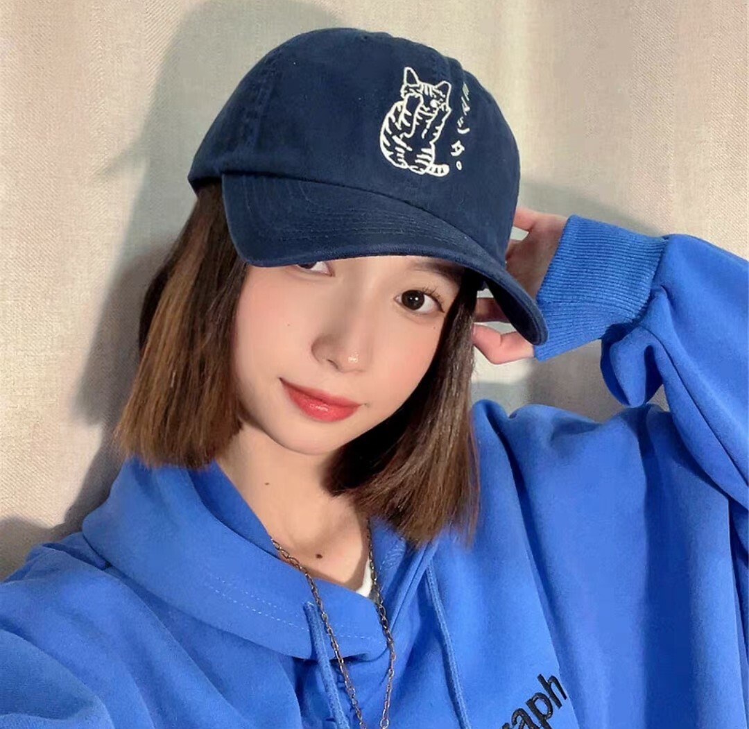 害羞貓水洗棉棒球帽