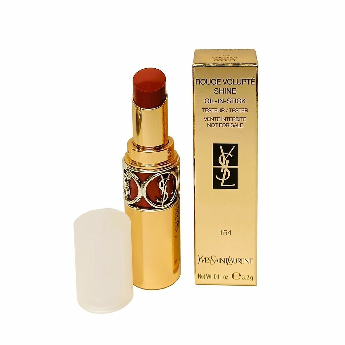 Yves Saint Laurent (YSL) 聖羅蘭 迷魅亮彩唇膏 #154 Chesnut Corset 3.2g (平行進口) 膠蓋精簡裝 (3614273456821)