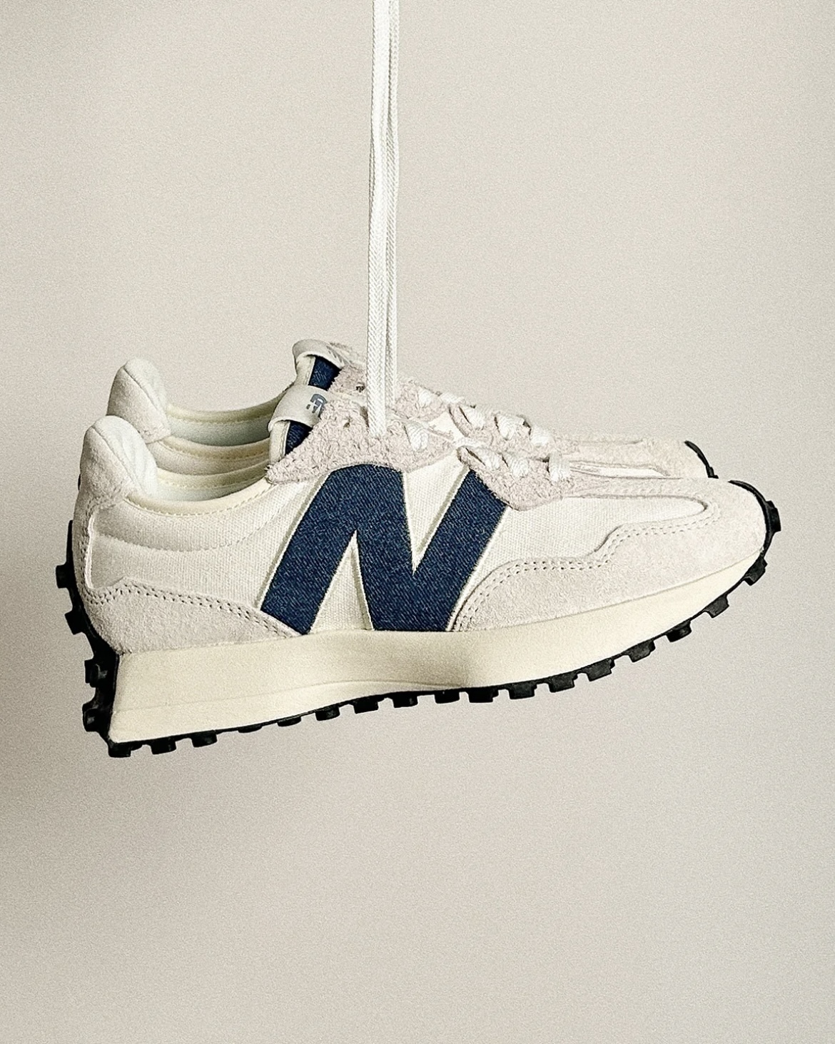 New Balance NB 327 復古 厚底 麂皮 休閒鞋 刺繡 奶油底 牛仔藍