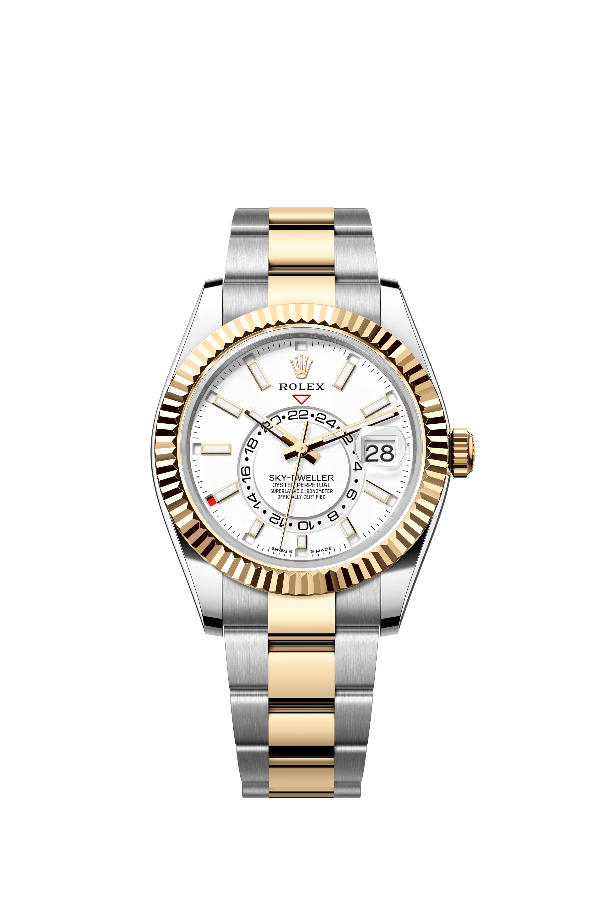 BRAND NEW ROLEX 336933 SKY-DWELLER WHITE DIAL YELLOW GOLD OYSTERSTEEL OYSTER 42 MM