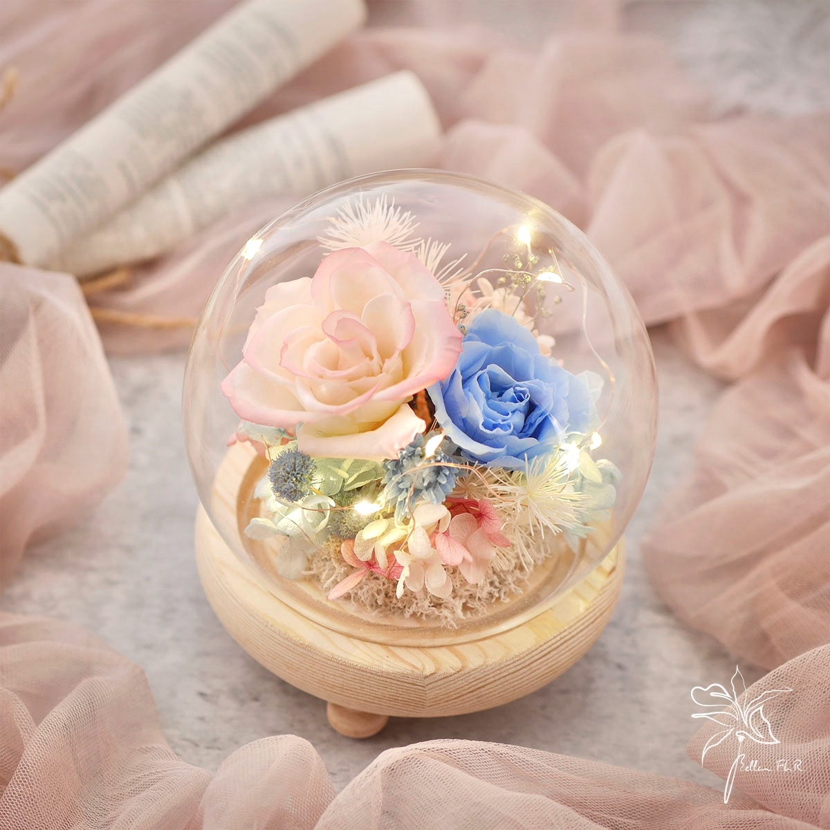 【雲彩上的粉紅泡泡】圓球玻璃花盅-小