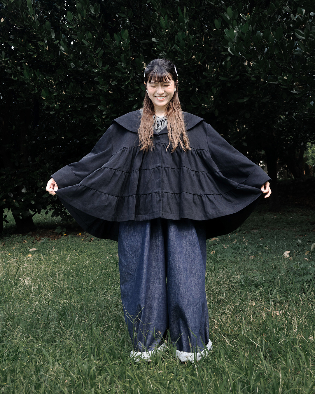 【 Kiki.co Made 】Corded Shirring Jacket - black