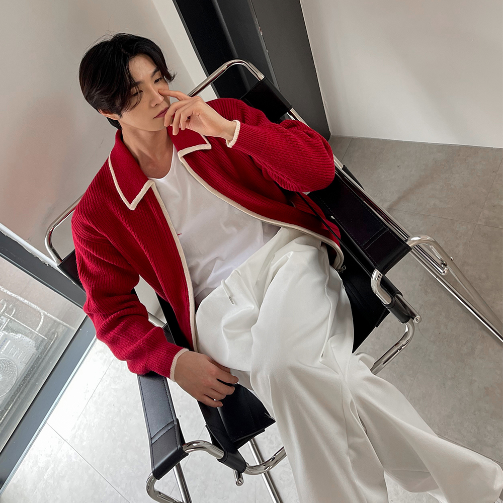 (韓國獨家特價)柏克萊雙色領開襟衫針織外套