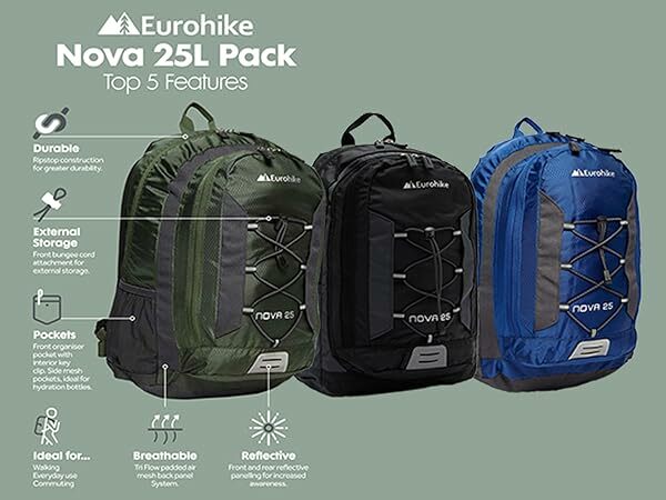 Eurohike Nova 25 Daysack Backpack (25L) Green