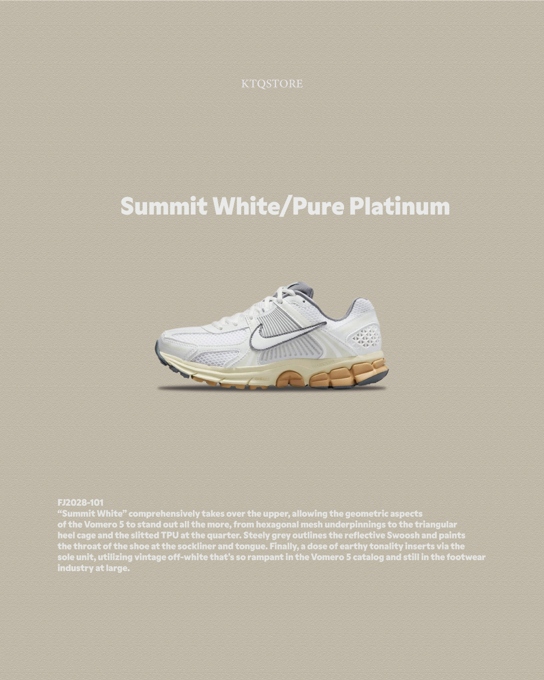 KTQ STORE ‧ Nike Zoom Vomero 5 "Summit White Pure Platinum" 白金  FJ2028-101