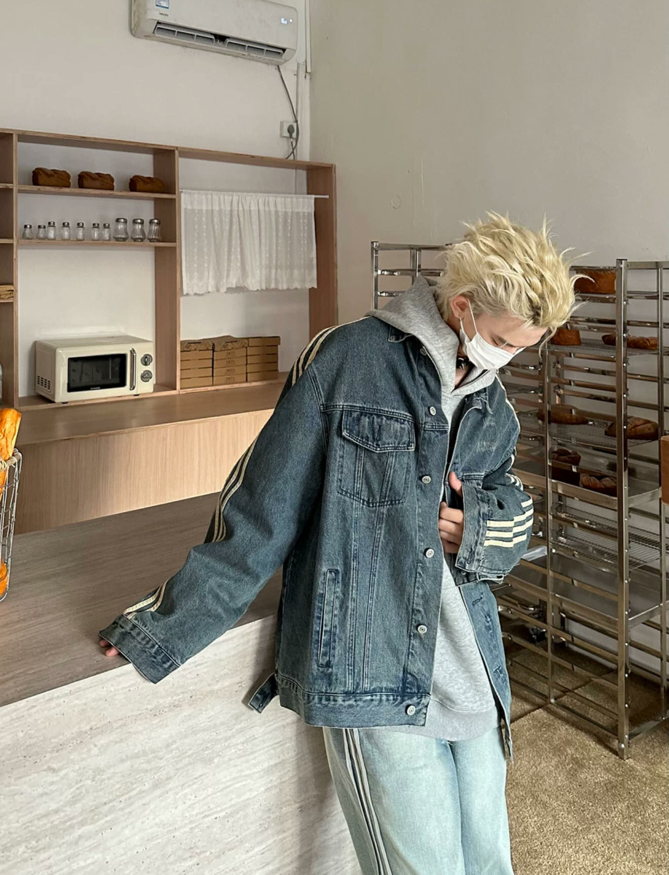 (GOAL)   復古條紋水洗牛仔外套 ta210401