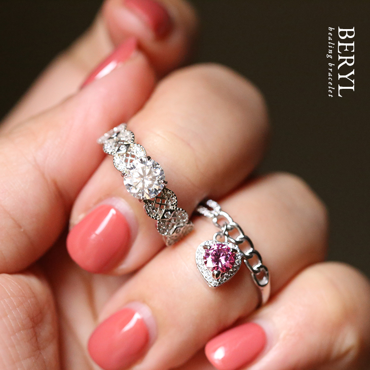 優雅現代｜莫桑鑽閃耀蕾絲銀戒