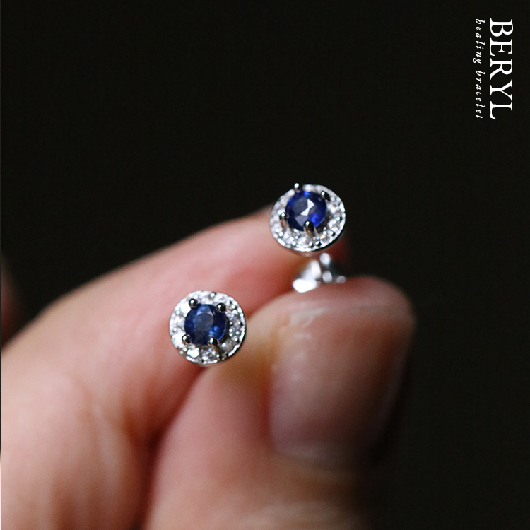 皇家藍｜天然藍寶石純銀耳環