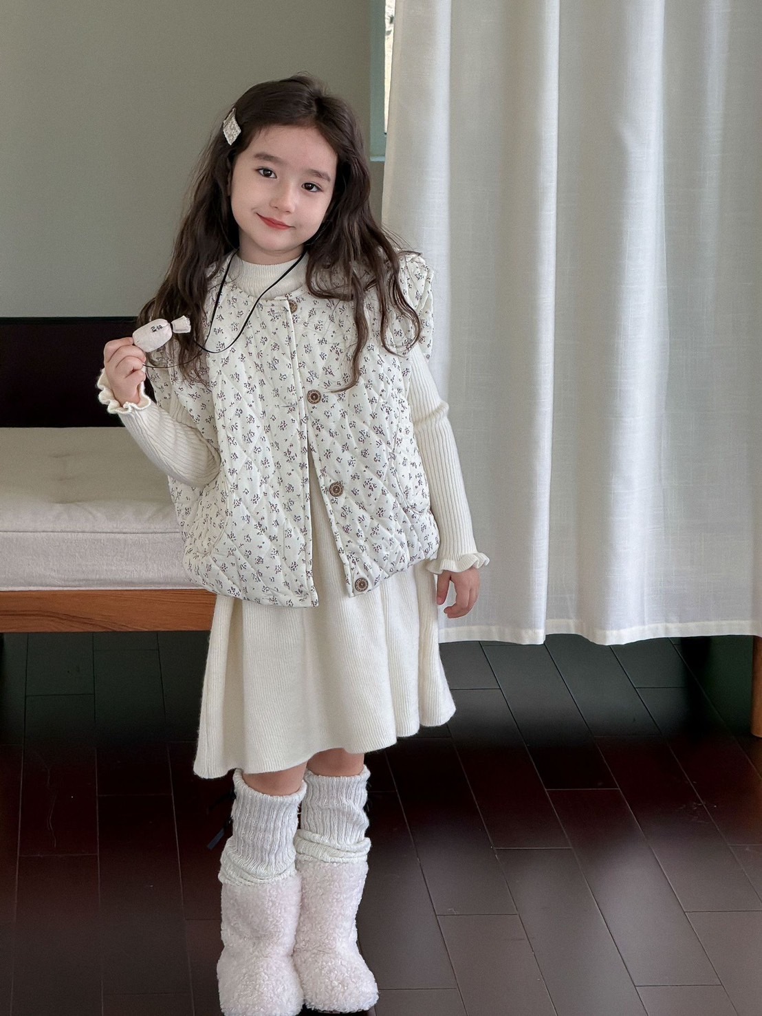 清新碎花加厚背心