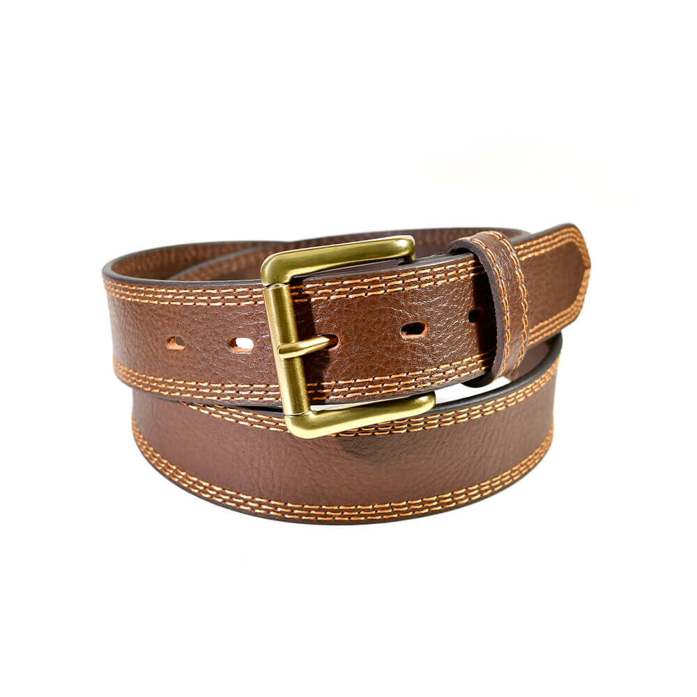 棕色休閒真皮皮帶 潮牌真皮皮帶-非快拆鈕扣式(不可拆換帶扣)