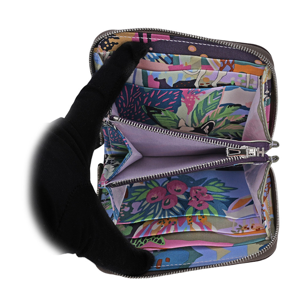 【HERMES】EPSOM皮 絲巾內裡ㄇ型拉鏈短夾(大象灰)H084266CKAI