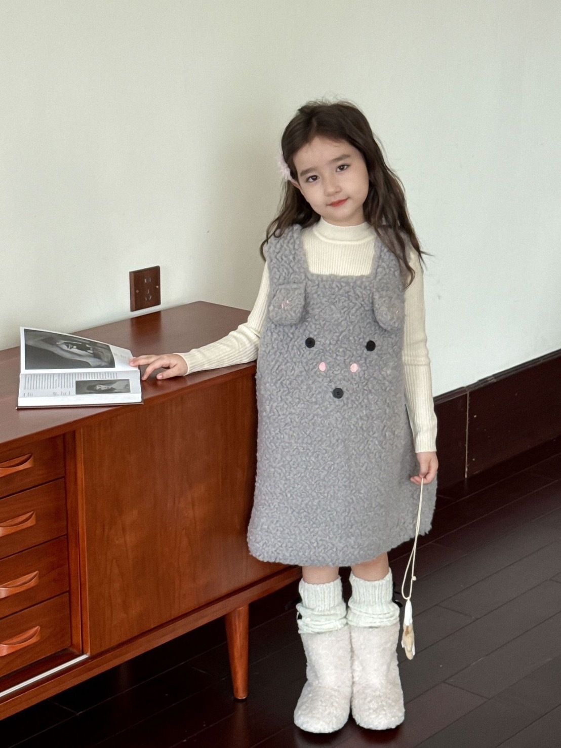 三色半高領直坑條上衣