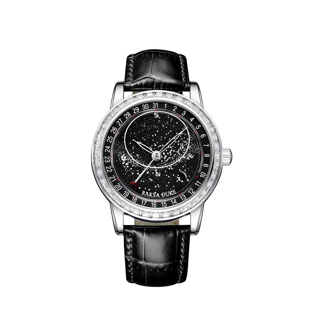 【RAKSA DUKE 羅薩公爵】RSD-007 旋轉星空銀河 鑲鑽錶圈  防水30米 機械錶