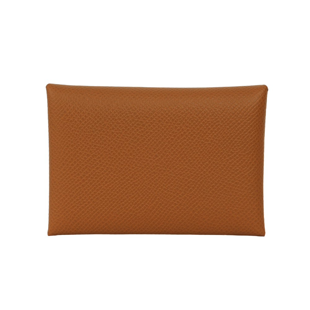 【HERMES】Calvi Duo Epsom皮釦式卡片夾/零錢包(金棕色)H083035CK37