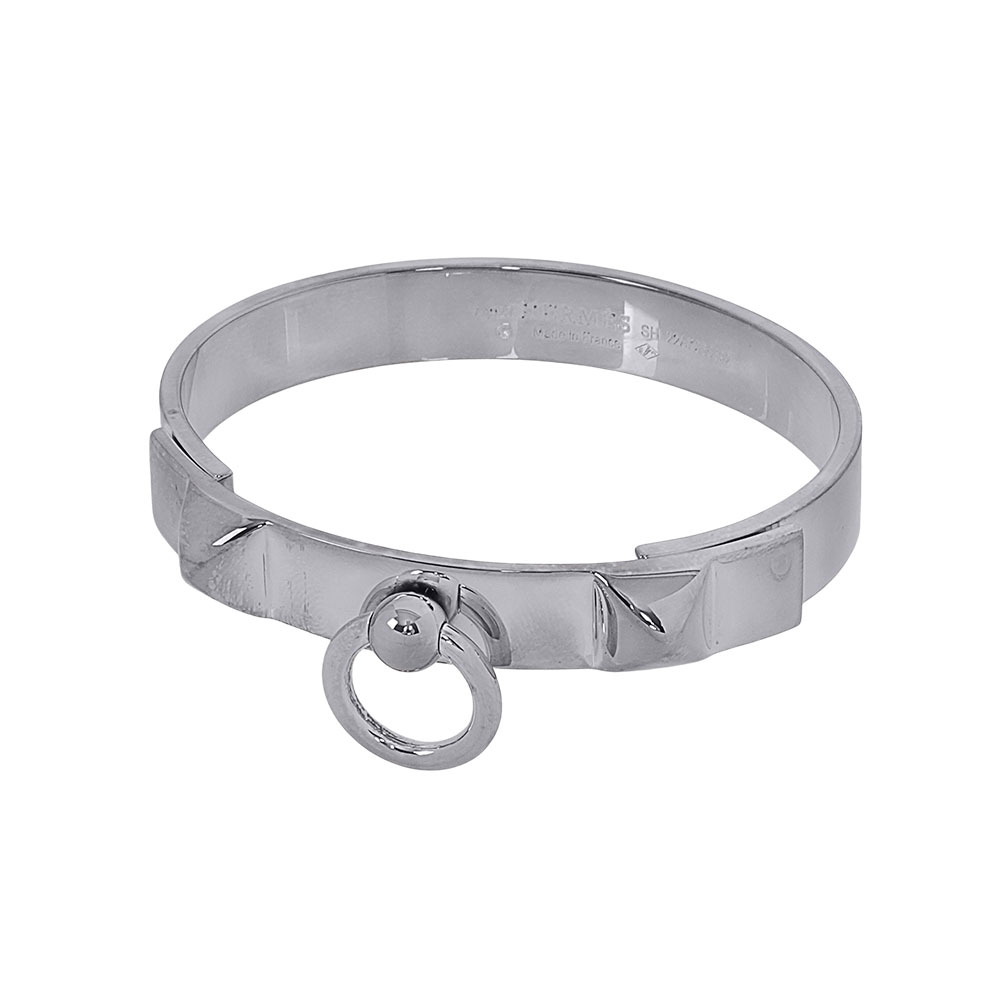 【HERMES】CCollier De Chien CDC 鉚釘手環 (S)(銀色)H115424B 00SH