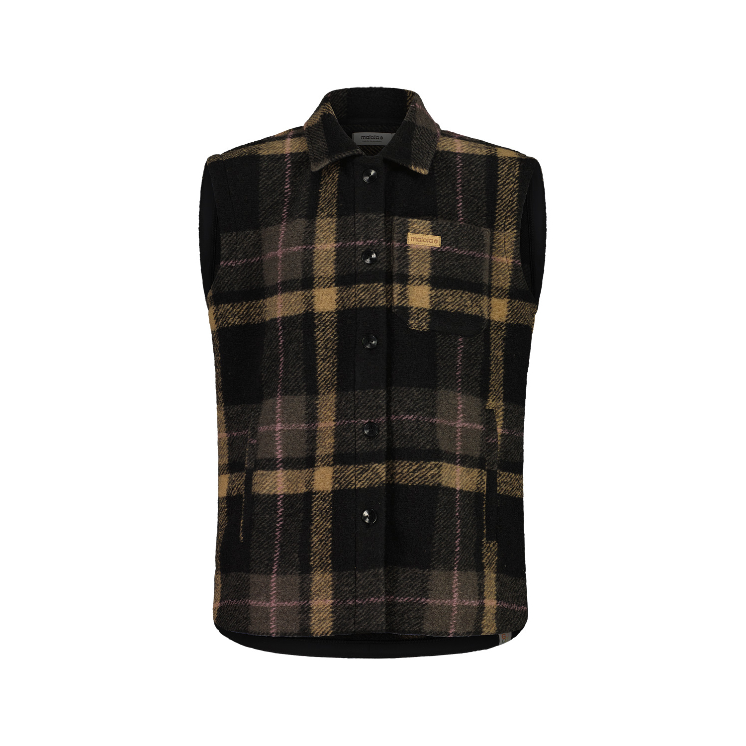 【MALOJA】女羊毛保暖排釦背心 / 24MA38433 - [黃黑格、墨綠格]