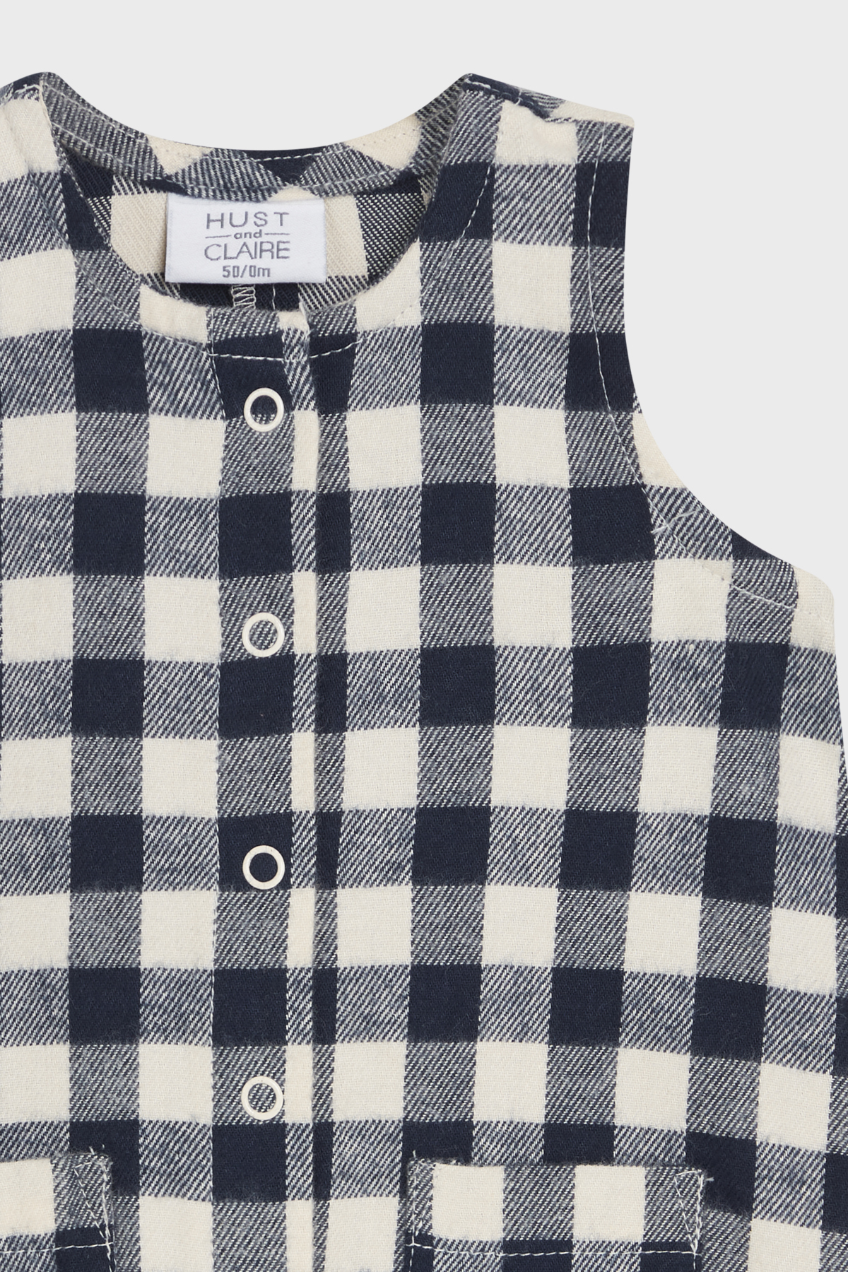 〖 Hust & Claire 〗藏青格紋小口袋連身衣