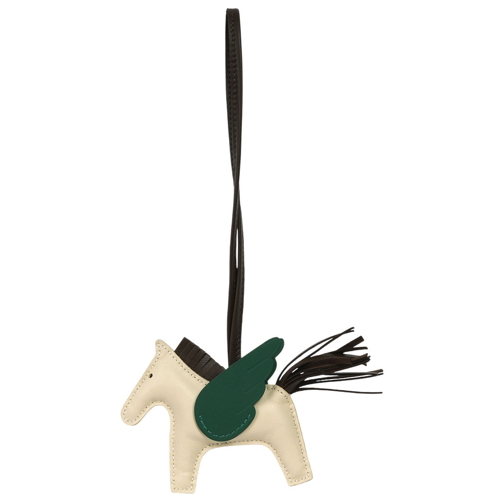 【HERMES】Rodeo Pegase PM Charm 飛馬吊飾(奶昔白/巧克力/綠色)H083010CACX