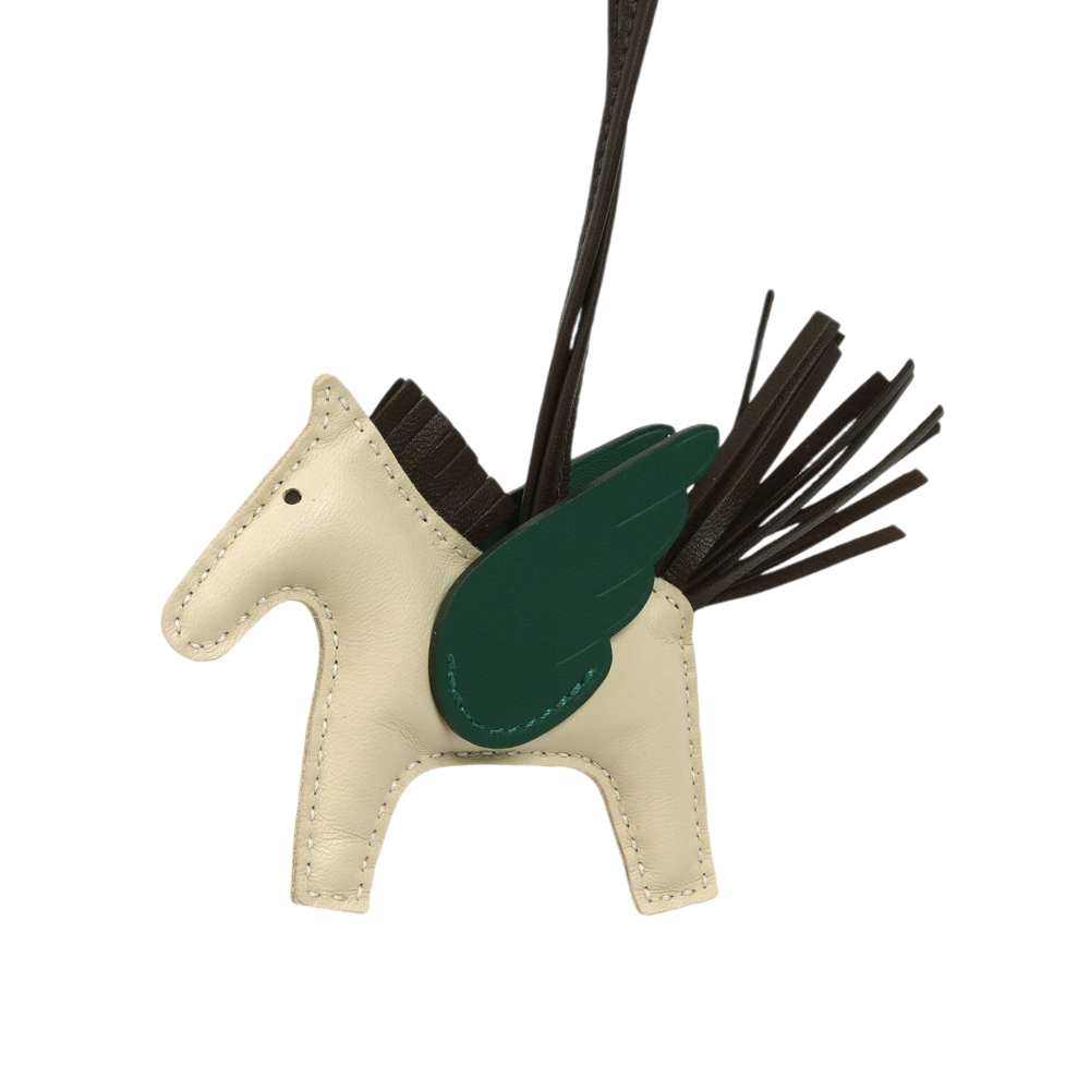 【HERMES】Rodeo Pegase PM Charm 飛馬吊飾(奶昔白/巧克力/綠色)H083010CACX