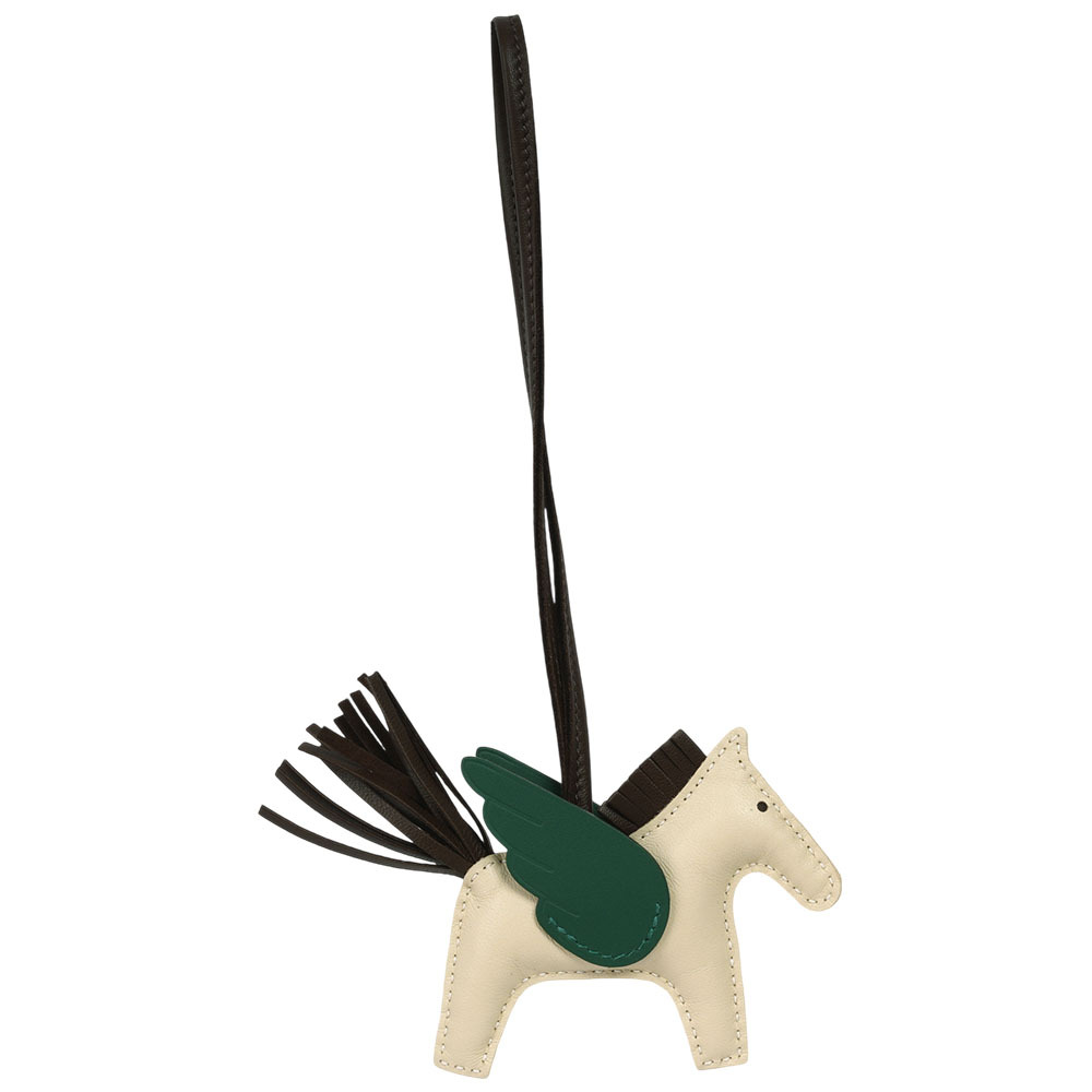 【HERMES】Rodeo Pegase PM Charm 飛馬吊飾(奶昔白/巧克力/綠色)H083010CACX