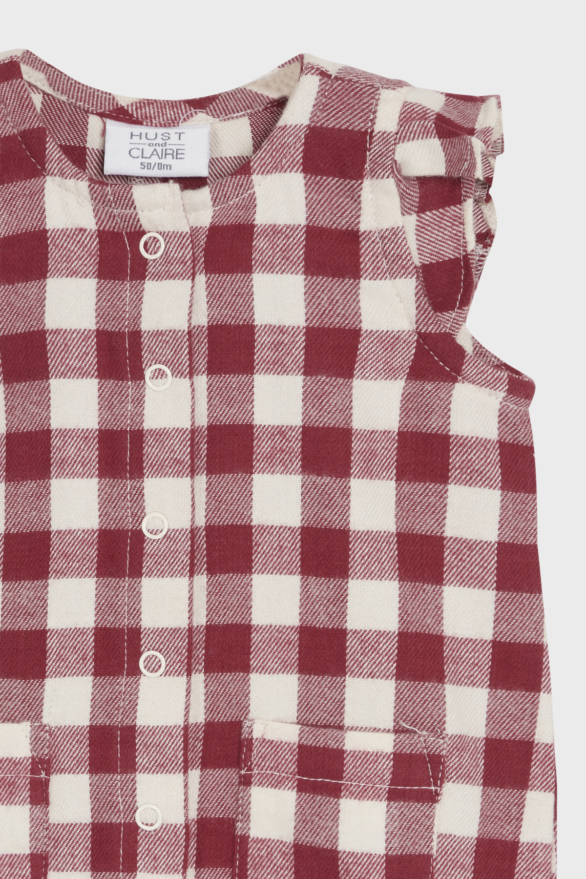 〖 Hust & Claire 〗紅色格紋小口袋連身衣