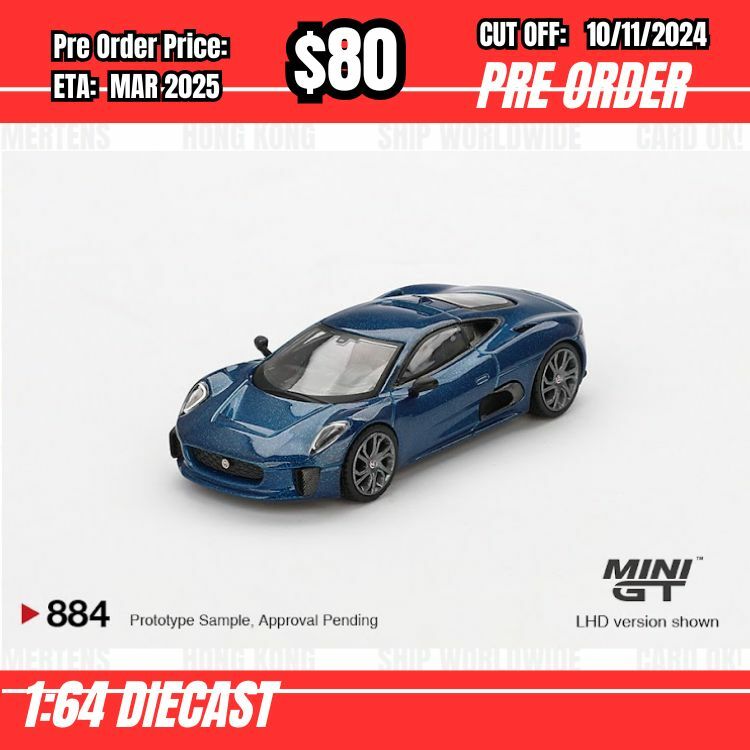 PO-$80  * Mini GT * 1:64 #884 Jaguar C-X75 Blue LHD [OD28/10]