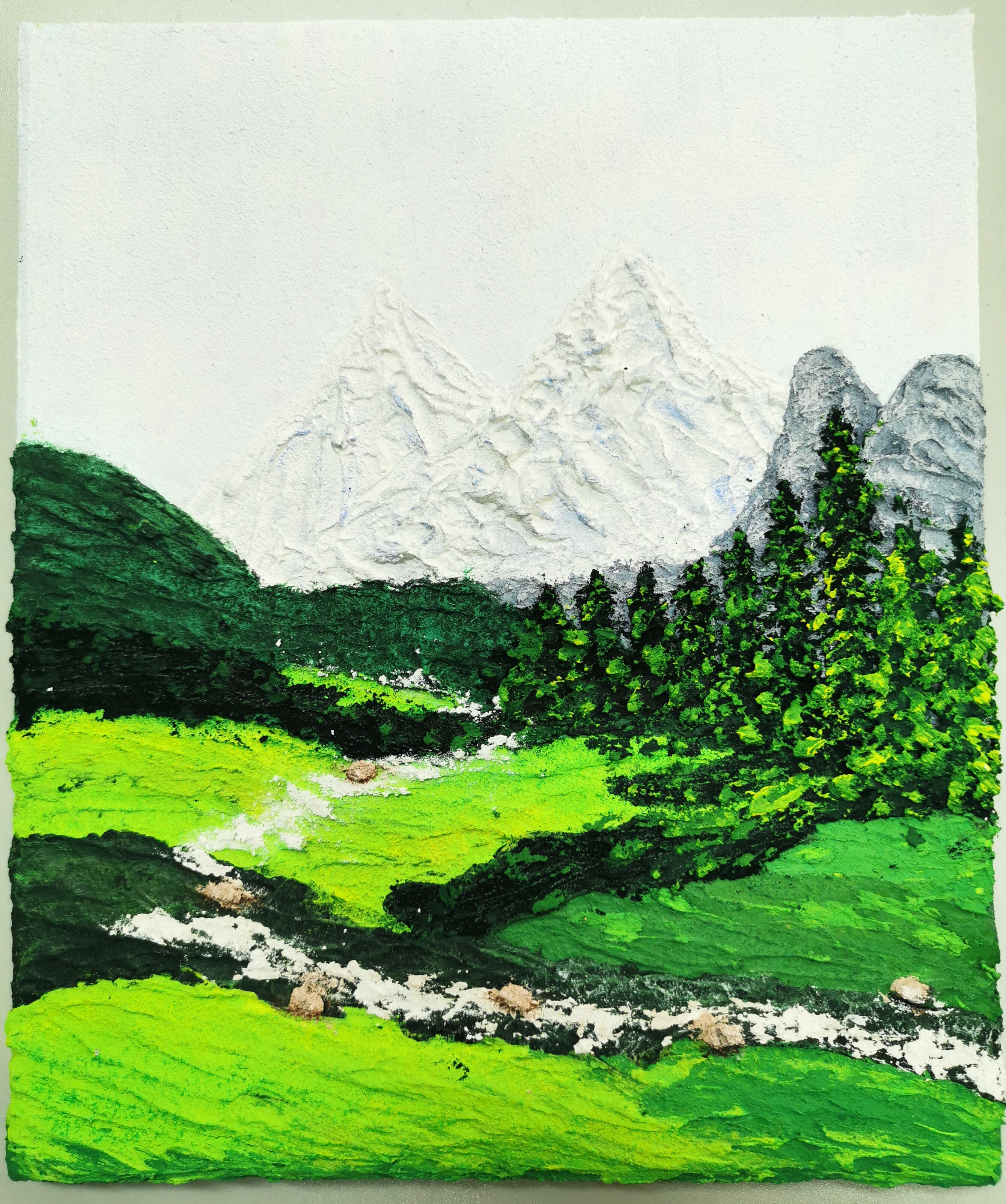 翠綠山嶺 (肌理畫)