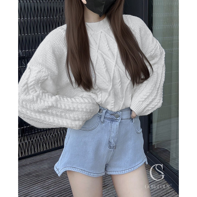 G5867 現貨「長腿呀！斜釦高腰刷毛短褲」