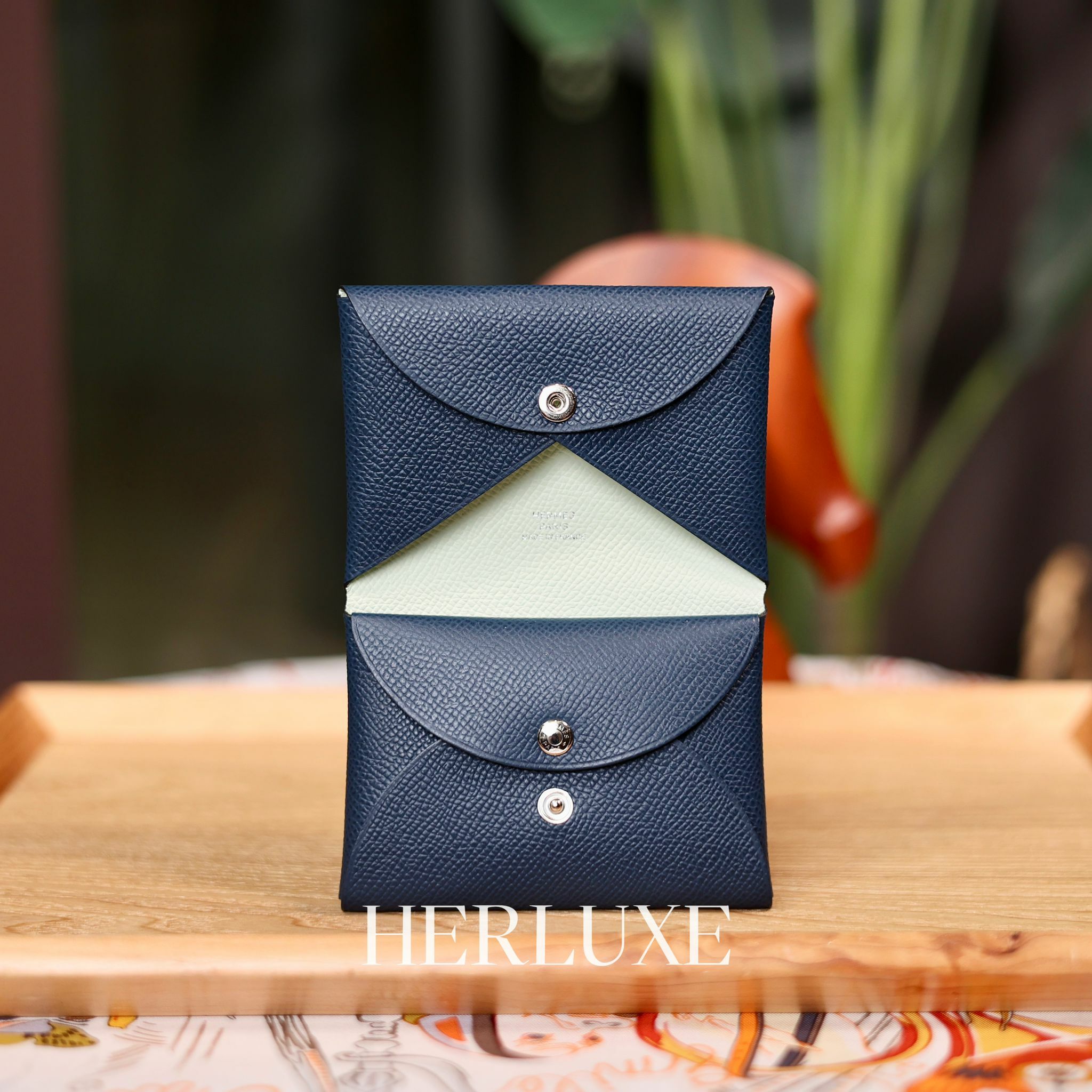 Calvi duo card holder 7P bleu de prusse/0S vert Fizz