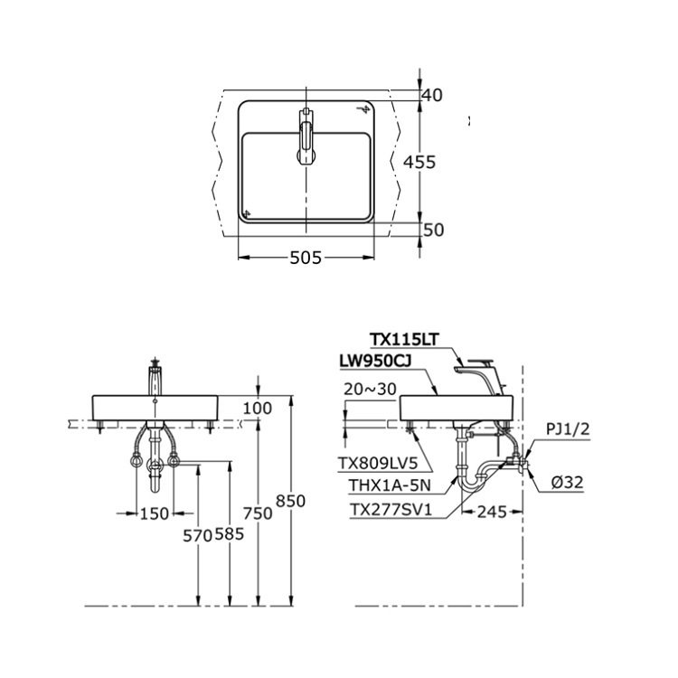 Toto LW950 Console Lavatory
