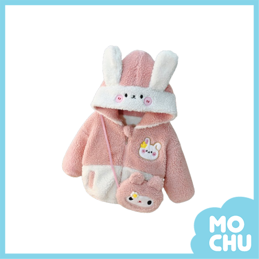 可愛兔寶加絨連帽外套(兩色)