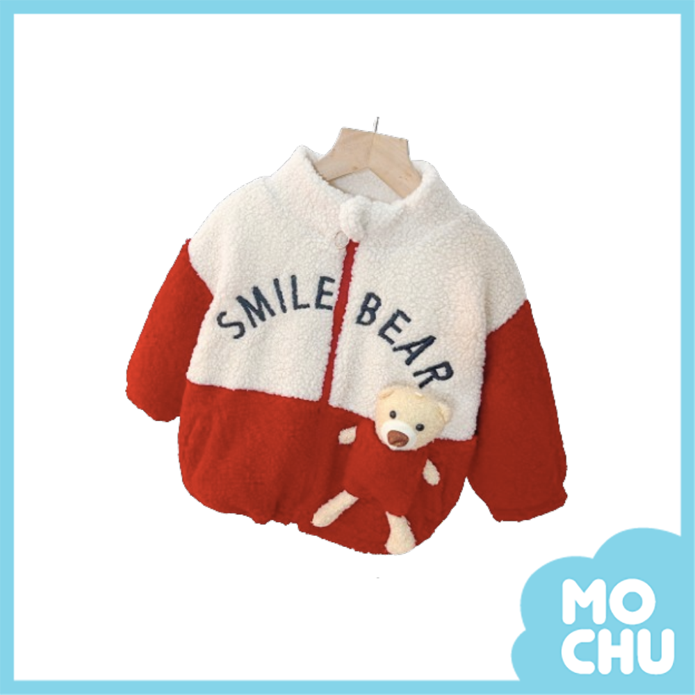 立體小熊束繩加絨外套(二色)