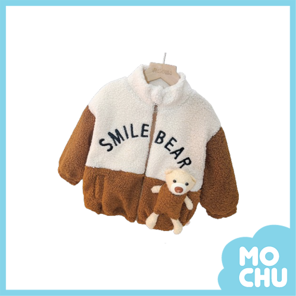 立體小熊束繩加絨外套(二色)