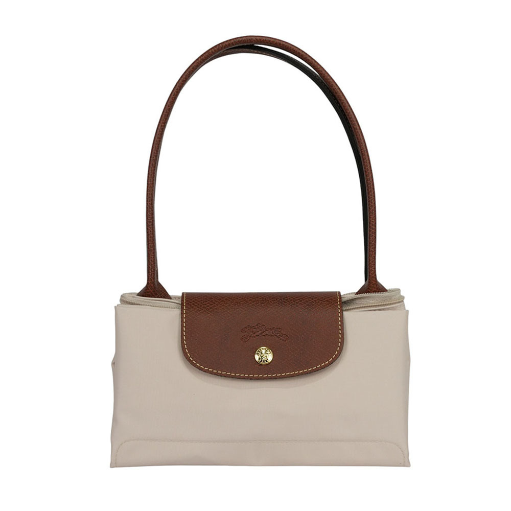 【LONGCHAMP】M號長把LE PLIAGE摺疊水餃包(紙白色)L2605 089 P71