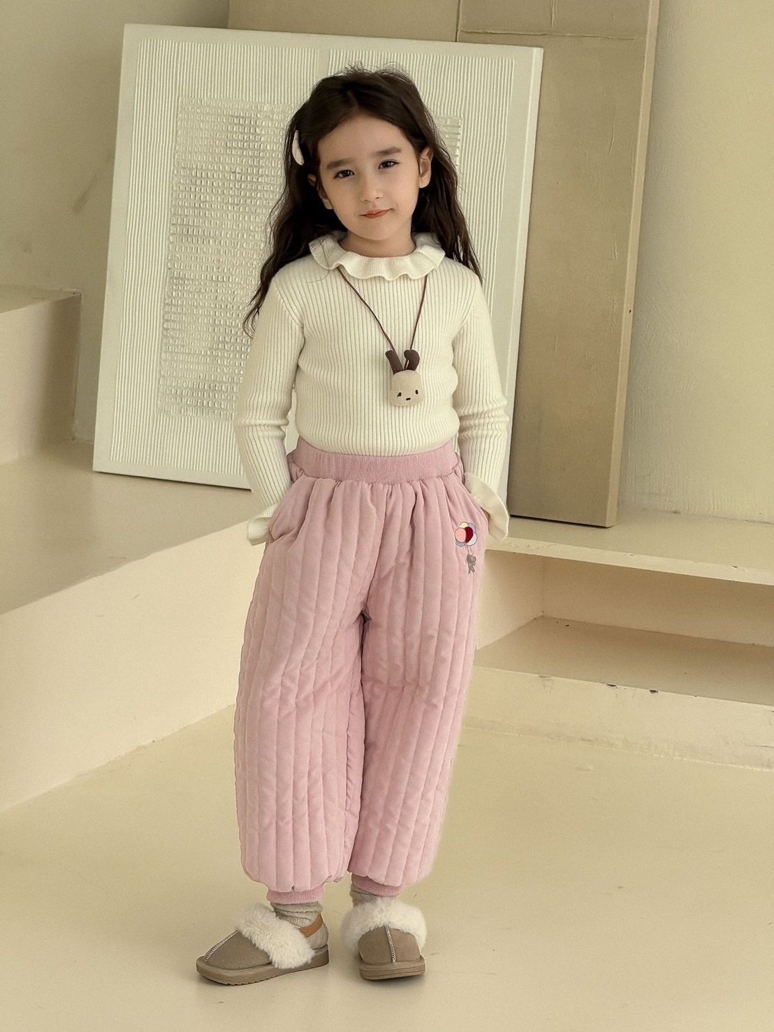 刺繡北極絨棉褲