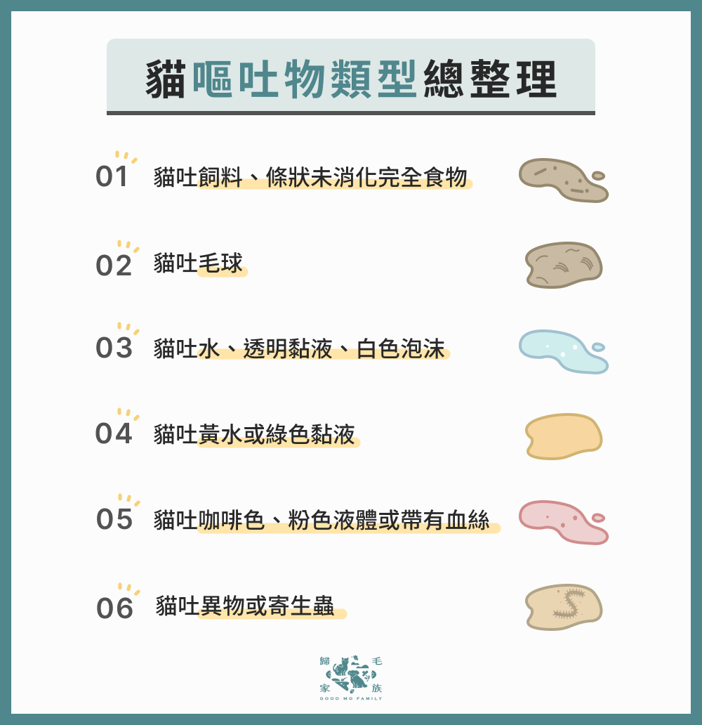 貓嘔吐物類型總整理