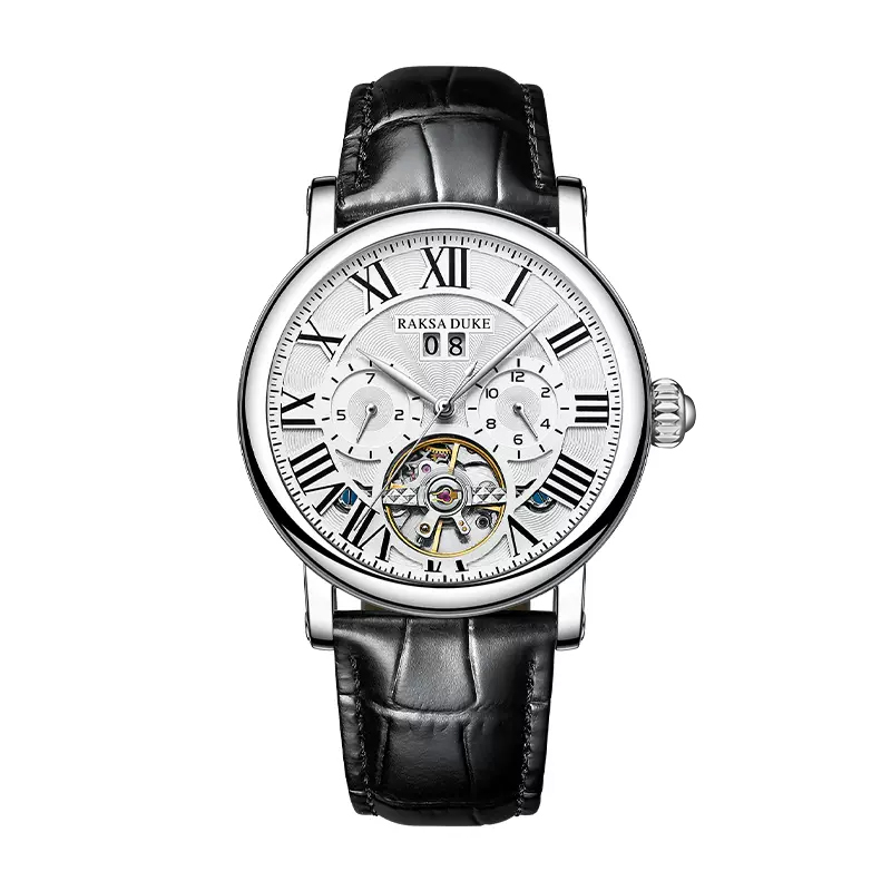 【RAKSA DUKE 羅薩公爵】RSD-032 羅馬時標 真兩眼 日期星期顯示 真皮錶帶 自動機芯 機械錶