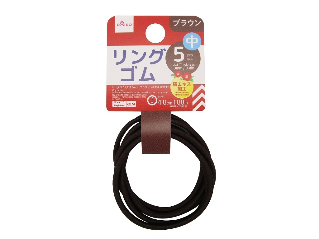 山茶花加工髮圈/棕 3mm寬 5入