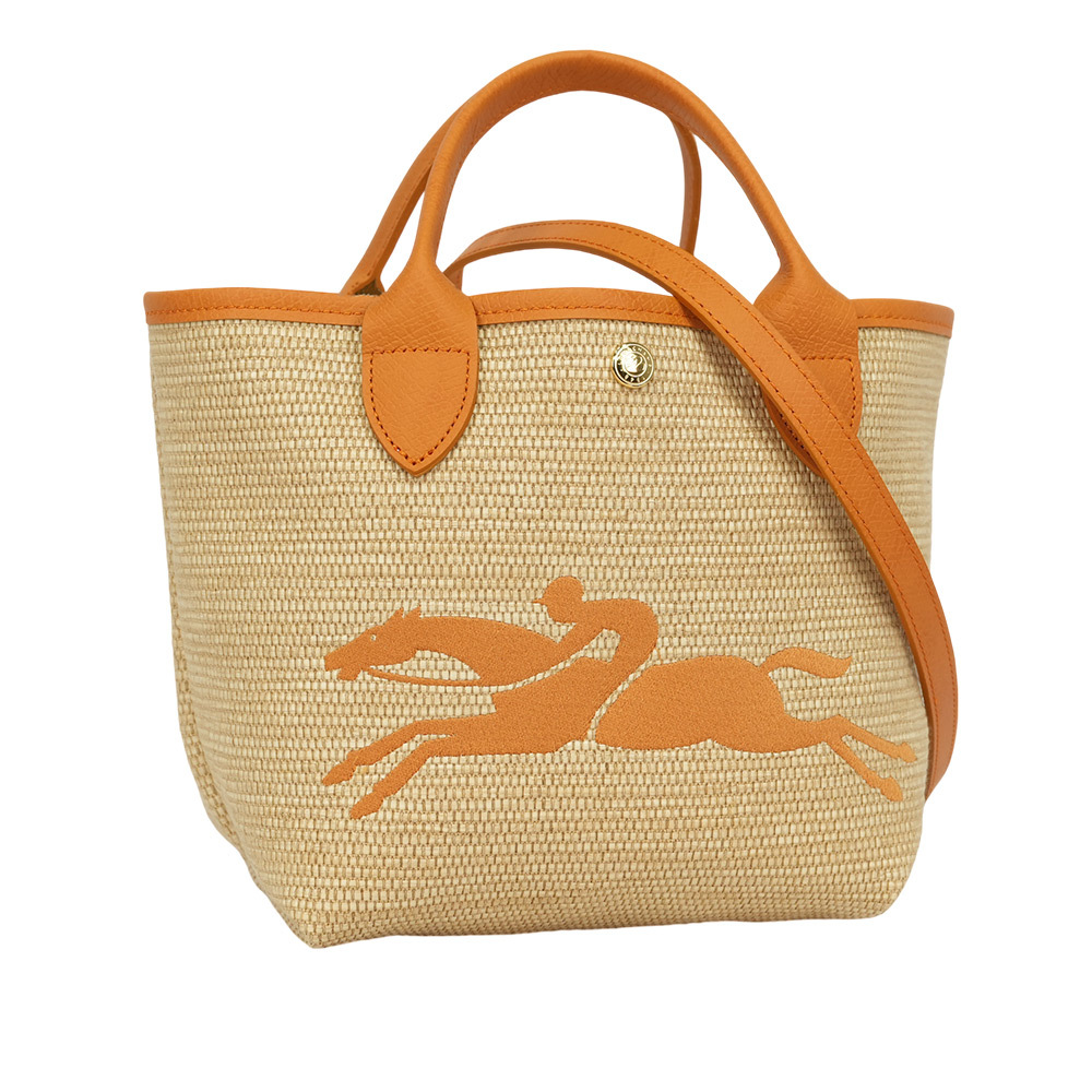 【LONGCHAMP】S號 LE PANIER PLIAGE 草編二用包(杏桃色)10144 HZB 222
