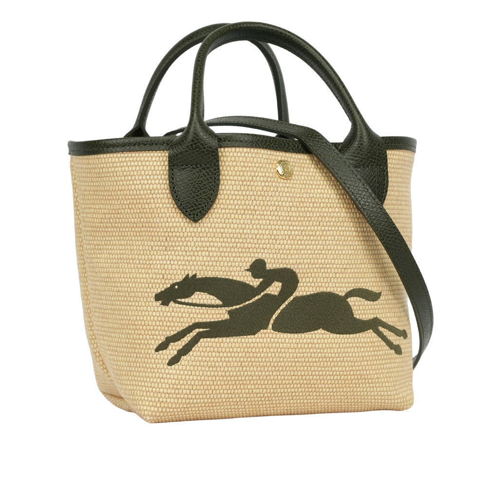 【LONGCHAMP】S號 LE PANIER PLIAGE 草編二用包(卡其綠)10144 HZB 292