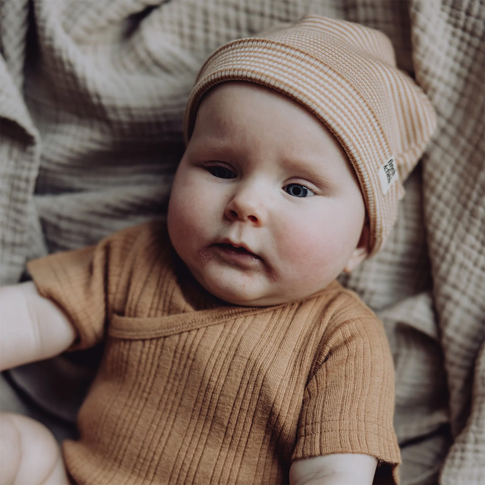 荷蘭Finch & Fable 羊毛羅紋針織帽-Fawn Stripe