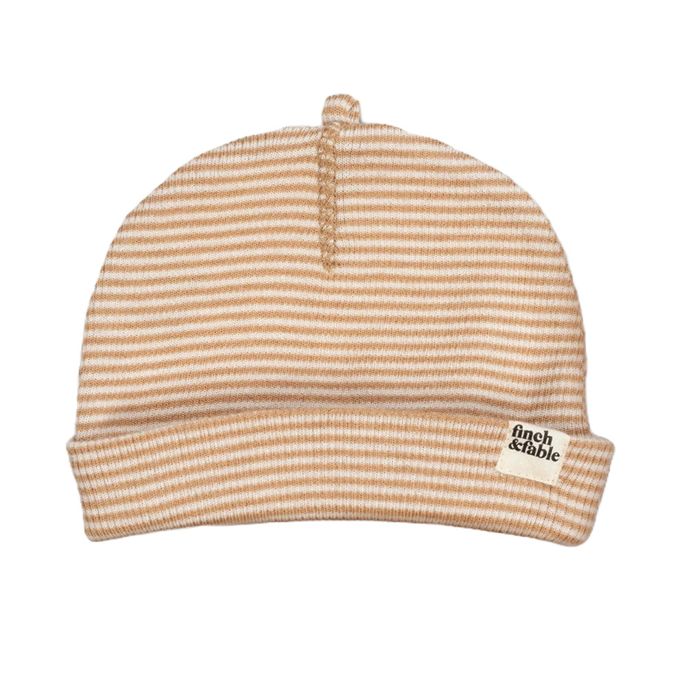 荷蘭Finch & Fable 羊毛羅紋針織帽-Fawn Stripe