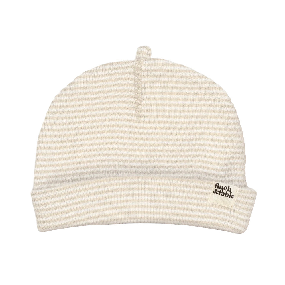 荷蘭Finch & Fable 羊毛羅紋針織帽-Oat Stripe