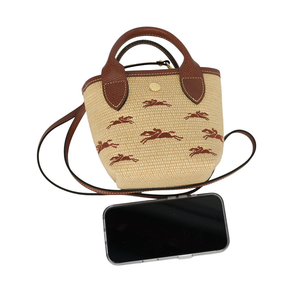 【LONGCHAMP】XS號 LE PANIER PLIAGE 滿版草編迷你二用包(棕色)10206 HCF 035