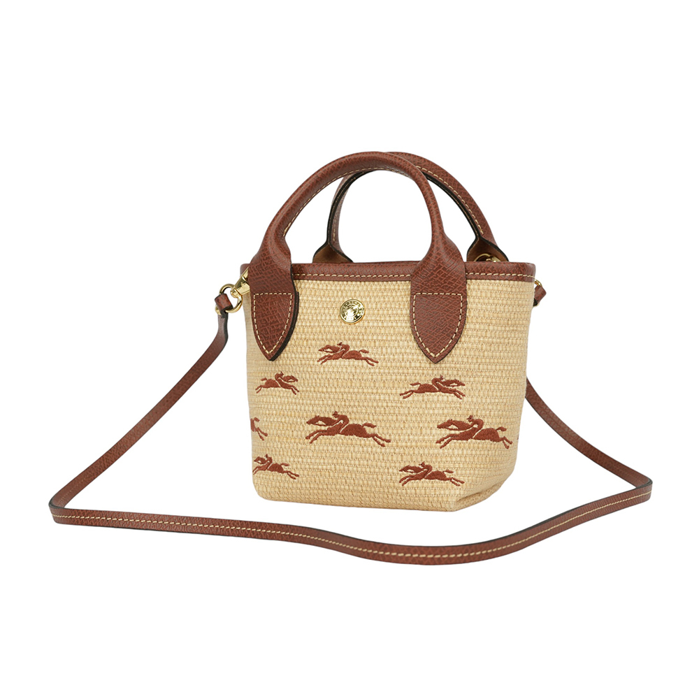 【LONGCHAMP】XS號 LE PANIER PLIAGE 滿版草編迷你二用包(棕色)10206 HCF 035