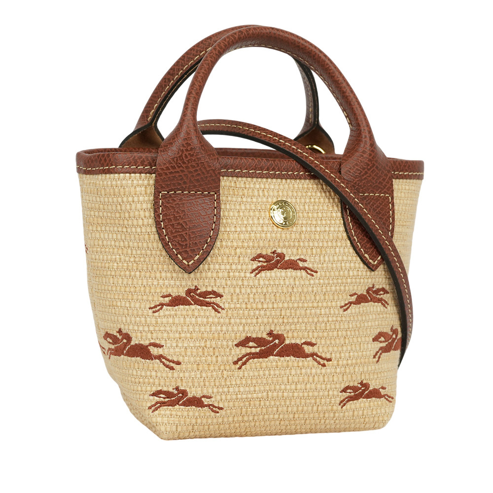【LONGCHAMP】XS號 LE PANIER PLIAGE 滿版草編迷你二用包(棕色)10206 HCF 035